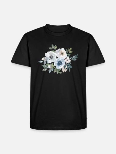 Blumen Rosen Aquarell - Männer Premium Bio T-Shirt - Schwarz