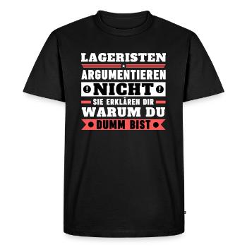 Les magasiniers ne se disputent pas - T-shirt Premium bio Homme - noir - Devant - Nico (187cm)