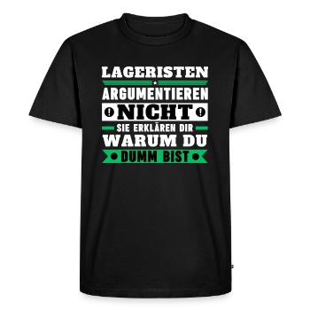Les employés des entrepôts ne discutent pas - T-shirt Premium bio Homme - noir - Devant - Nico (187cm)