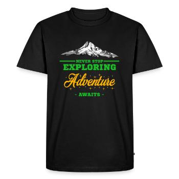 Adventure Travel - Men's Premium Organic T-Shirt - black - Front - Nico (187cm)