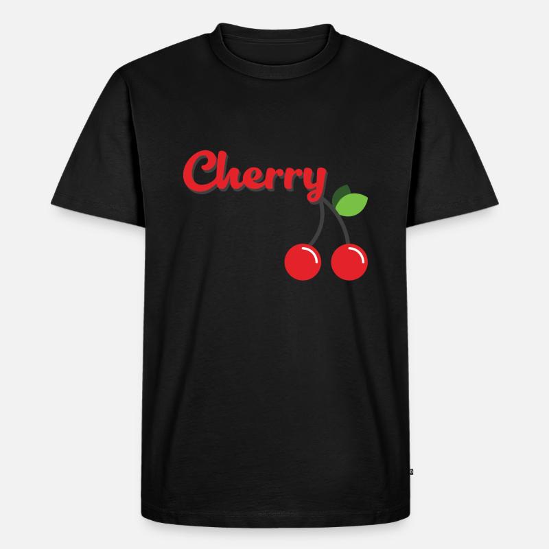Kirsche - Männer Premium Bio T-Shirt - Schwarz