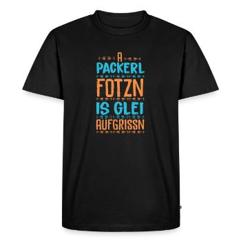 Bayrischer Spruch - Männer Premium Bio T-Shirt - Schwarz - Vorne - Nico (187cm)