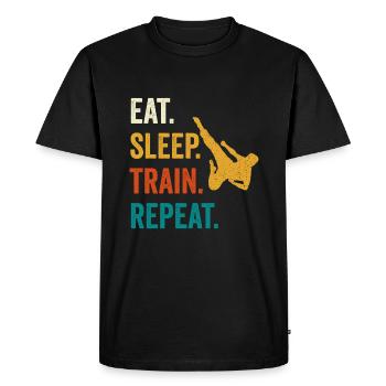 Eat Sleep Karaté Repeat Karaté - T-shirt Premium bio Homme - noir - Devant - Nico (187cm)