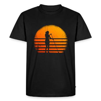Paddleboarding Sunset Paddleboarder - Men's Premium Organic T-Shirt - black - Front - Nico (187cm)