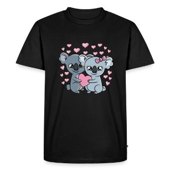 Saint-Valentin Couple Koalas Doux Koalas - T-shirt Premium bio Homme - noir - Devant - Nico (187cm)