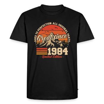 Great since 1984 - Vintage Birthday Gift - Men's Premium Organic T-Shirt - black - Front - Nico (187cm)