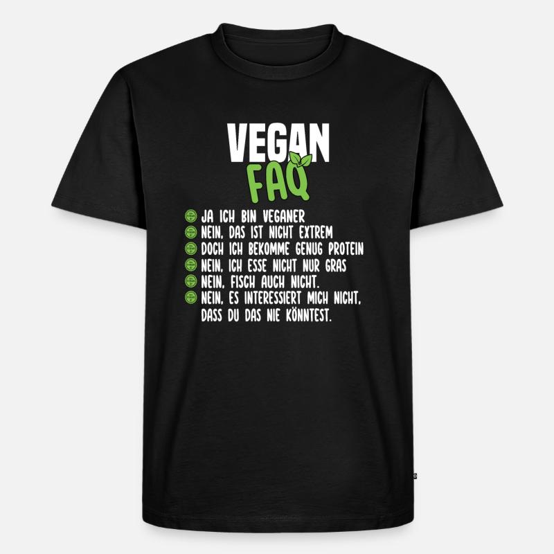 Vegan FAQ - Lustiger Veganer Spruch - Männer Premium Bio T-Shirt - Schwarz