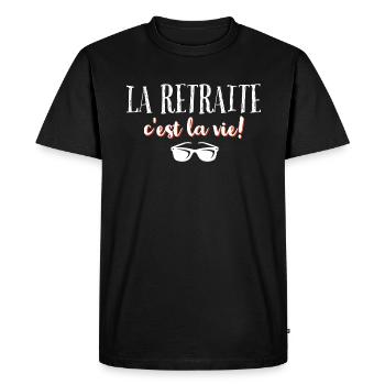 La retraite c'est la vie. - T-shirt Premium bio Homme - noir - Devant - Nico (187cm)