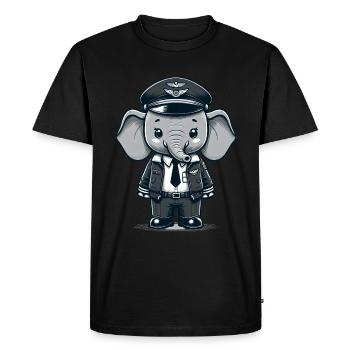 Cute Elephant Pilot - Men's Premium Organic T-Shirt - black - Front - Nico (187cm)
