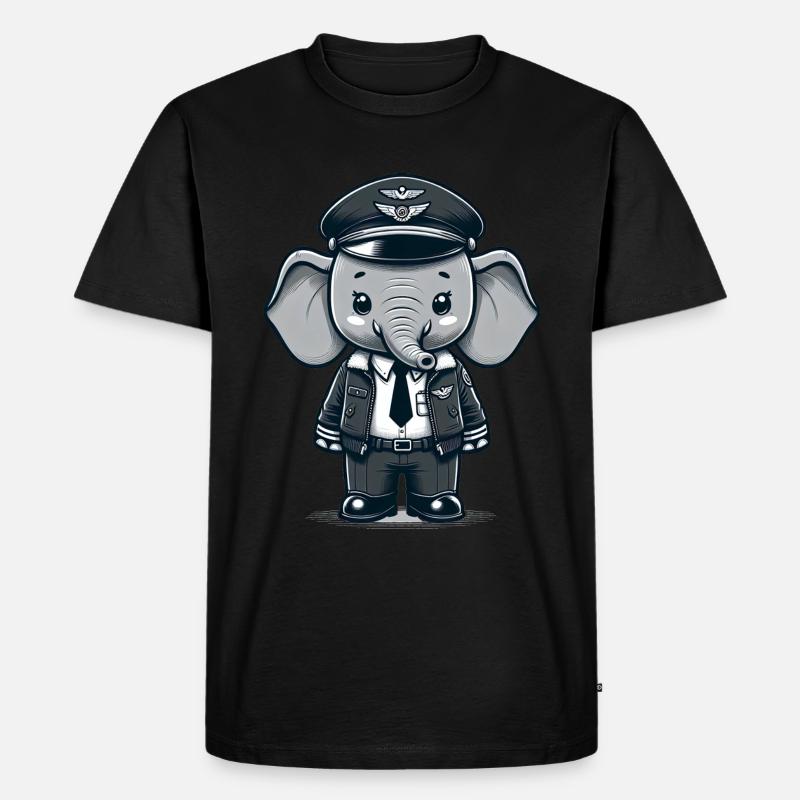 Cute Elephant Pilot - Männer Premium Bio T-Shirt - Schwarz