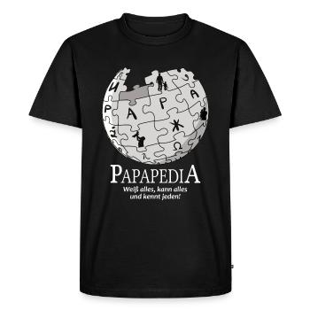Papapedia dad the oracle omniscient funny father - Men's Premium Organic T-Shirt - black - Front - Nico (187cm)
