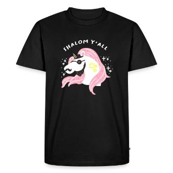 Shalom yall - Jewish Jew Jewnicorn Unicorn Judaism - Men's Premium Organic T-Shirt - black - Front - Nico (187cm)
