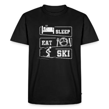 Dormir Manger Ski Sports d'hiver Ski Vacances au ski - T-shirt Premium bio Homme - noir - Devant - Nico (187cm)