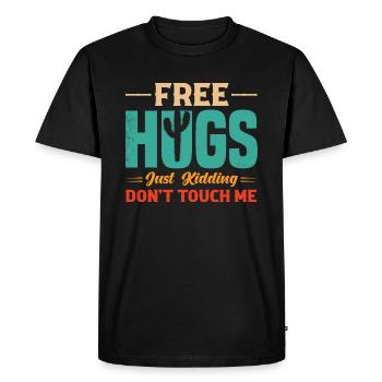 No Free Hugs funny ironic sayings cactus - Men's Premium Organic T-Shirt - black - Front - Nico (187cm)