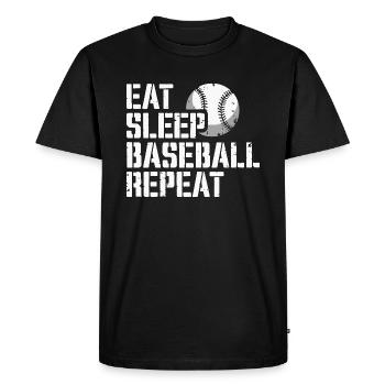 Eat Sleep Baseball Repeat Funny Baseball Lover - T-shirt Premium bio Homme - noir - Devant - Nico (187cm)