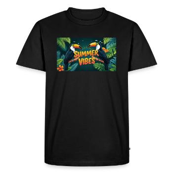 Toucan Summer Vibes - Men's Premium Organic T-Shirt - black - Front - Nico (187cm)