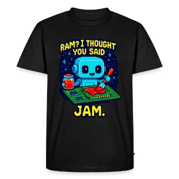 RAM or JAM? - Men's Premium Organic T-Shirt - black - Front - Nico (187cm)