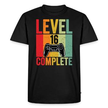 16 Years 16th Birthday Gamer Level 16 Complete - Men's Premium Organic T-Shirt - black - Front - Nico (187cm)