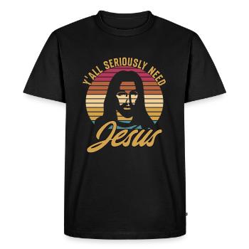 Y'all Seriously Need Jesus - Men's Premium Organic T-Shirt - black - Front - Nico (187cm)