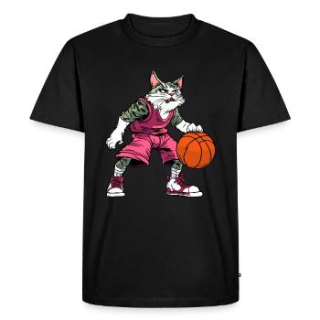 Chats Joueur de basket-ball / Chat de basket-ball - T-shirt Premium bio Homme - noir - Devant - Nico (187cm)
