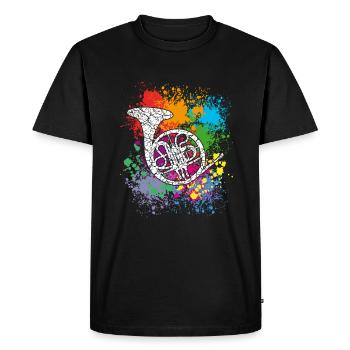 Corne - Cor français - Cor de chasse - T-shirt Premium bio Homme - noir - Devant - Nico (187cm)