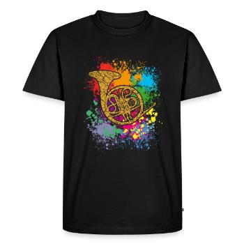 Corne - Cor français - Cor de chasse - T-shirt Premium bio Homme - noir - Devant - Nico (187cm)