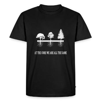 Against racism| Design - Men's Premium Organic T-Shirt - black - Front - Nico (187cm)