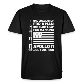 1969 lune atterrissant fusée Saturne V - T-shirt Premium bio Homme - noir - Devant - Nico (187cm)