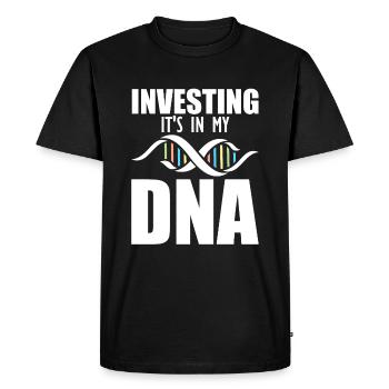 Investir en bourse - T-shirt Premium bio Homme - noir - Devant - Nico (187cm)