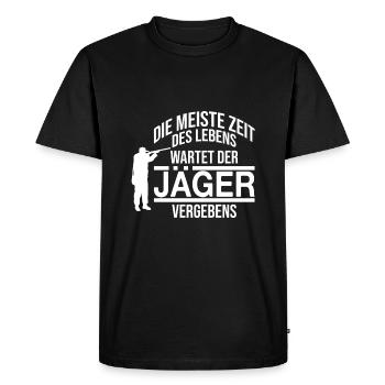 Most of the life the hunter waits - Men's Premium Organic T-Shirt - black - Front - Nico (187cm)