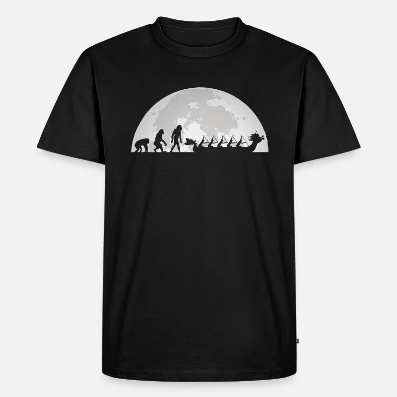 Evolution Drachenboot Mond Vollmond Paddler - Männer Premium Bio T-Shirt - Schwarz