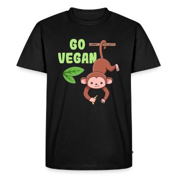 Monkey design for proud vegans - Men's Premium Organic T-Shirt - black - Front - Nico (187cm)