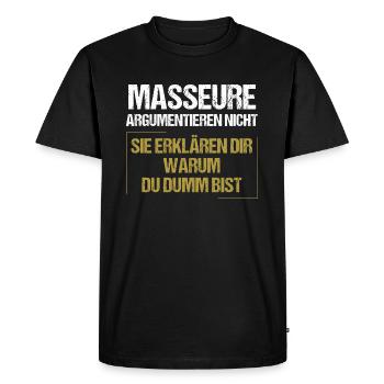 Les masseurs ne se disputent pas - T-shirt Premium bio Homme - noir - Devant - Nico (187cm)