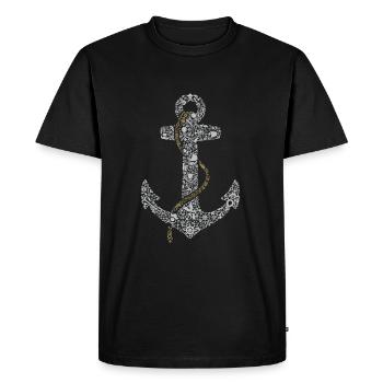 Ancre avec des symboles maritimes - T-shirt Premium bio Homme - noir - Devant - Nico (187cm)