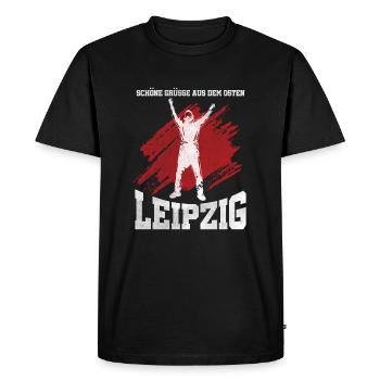 Salutations de l'Est Leipzig - Saxe - T-shirt Premium bio Homme - noir - Devant - Nico (187cm)