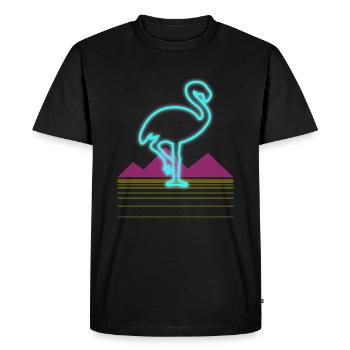 Les années 80 Retro Néon Rose Flamingo Oiseau Cadeau - T-shirt Premium bio Homme - noir - Devant - Nico (187cm)