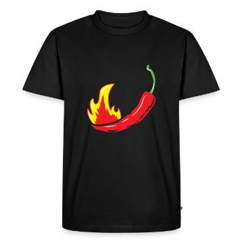Flammant poivre épicé chaud - sauce chili - T-shirt Premium bio Homme - noir - Devant - Nico (187cm)