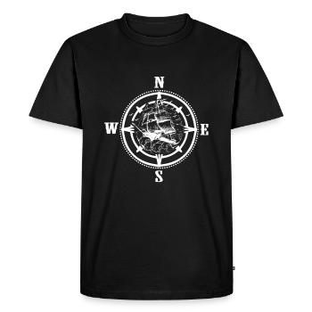Voilier Boussole Rose Mer Pêcher Pêche - T-shirt Premium bio Homme - noir - Devant - Nico (187cm)