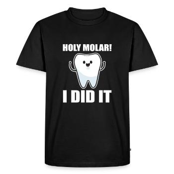 Holy Molar ! I did it - Dental school - Dentist - T-shirt Premium bio Homme - noir - Devant - Nico (187cm)