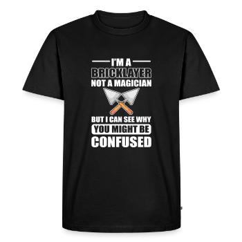 Je suis maçon, pas magicien - T-shirt Premium bio Homme - noir - Devant - Nico (187cm)