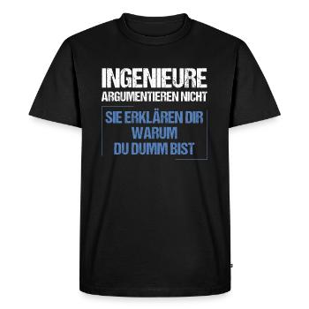 Engineers don't argue - Men's Premium Organic T-Shirt - black - Front - Nico (187cm)