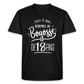 birthday 18 years bogosse gift humor 18 years - Men's Premium Organic T-Shirt - black - Front - Nico (187cm)