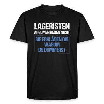 Les employés des entrepôts ne discutent pas - T-shirt Premium bio Homme - noir - Devant - Nico (187cm)