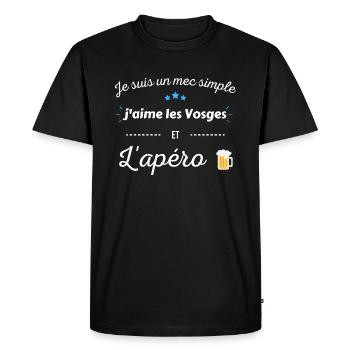 Je suis un mec simple j'aime les Vosges et l'apéro - T-shirt Premium bio Homme - noir - Devant - Nico (187cm)