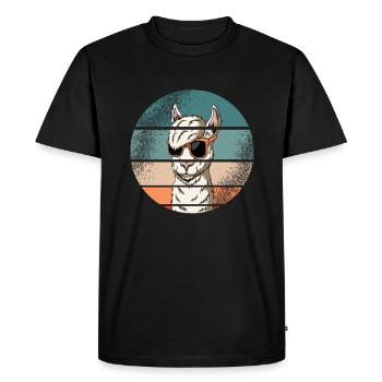 Lama Alpaca Animals Retro Vintage Gift Idea - Men's Premium Organic T-Shirt - black - Front - Nico (187cm)