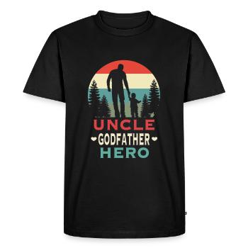 Parrain Oncle Parrain Parrain Baptême Dire rétro - T-shirt Premium bio Homme - noir - Devant - Nico (187cm)