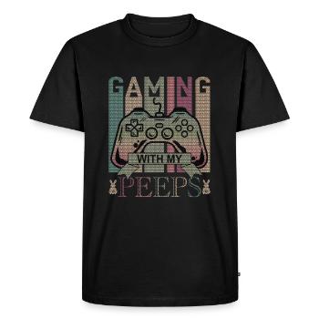 Funny gaming with my peeps, Gaming, Video Game - Men's Premium Organic T-Shirt - black - Front - Nico (187cm)