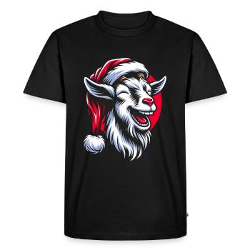 Drôle de chèvre de Noël avec chapeau de Père Noël - T-shirt Premium bio Homme - noir - Devant - Nico (187cm)