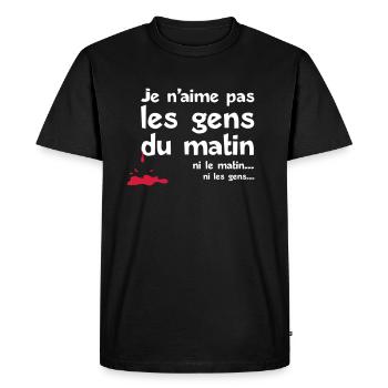 aime pas les gens matin - T-shirt Premium bio Homme - noir - Devant - Nico (187cm)