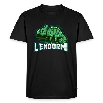 L'endormi caméléon de La Reunion 974 cadeau drôle - T-shirt Premium bio Homme - noir - Devant - Nico (187cm)